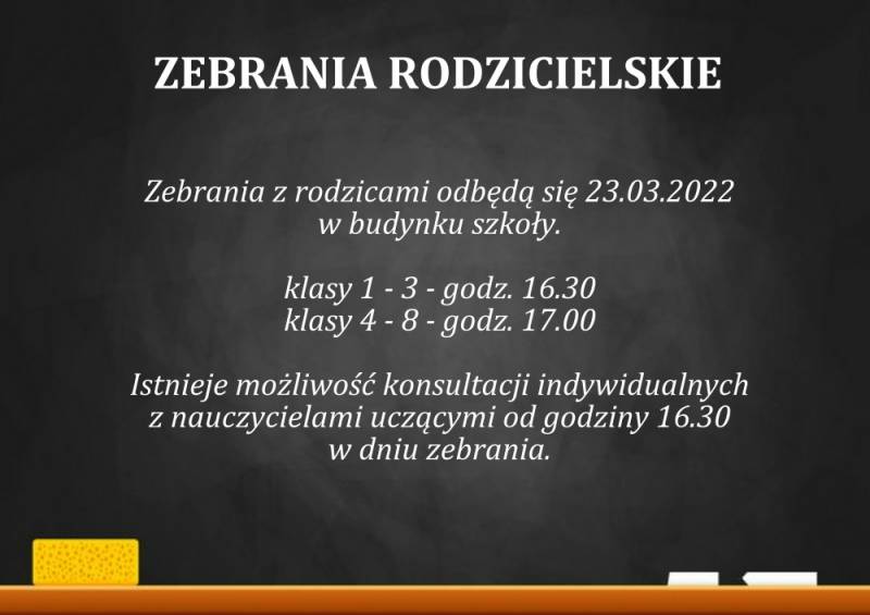 Zdjęcie: ZEBRANIA RODZICIELSKIE - 23.03.2022
